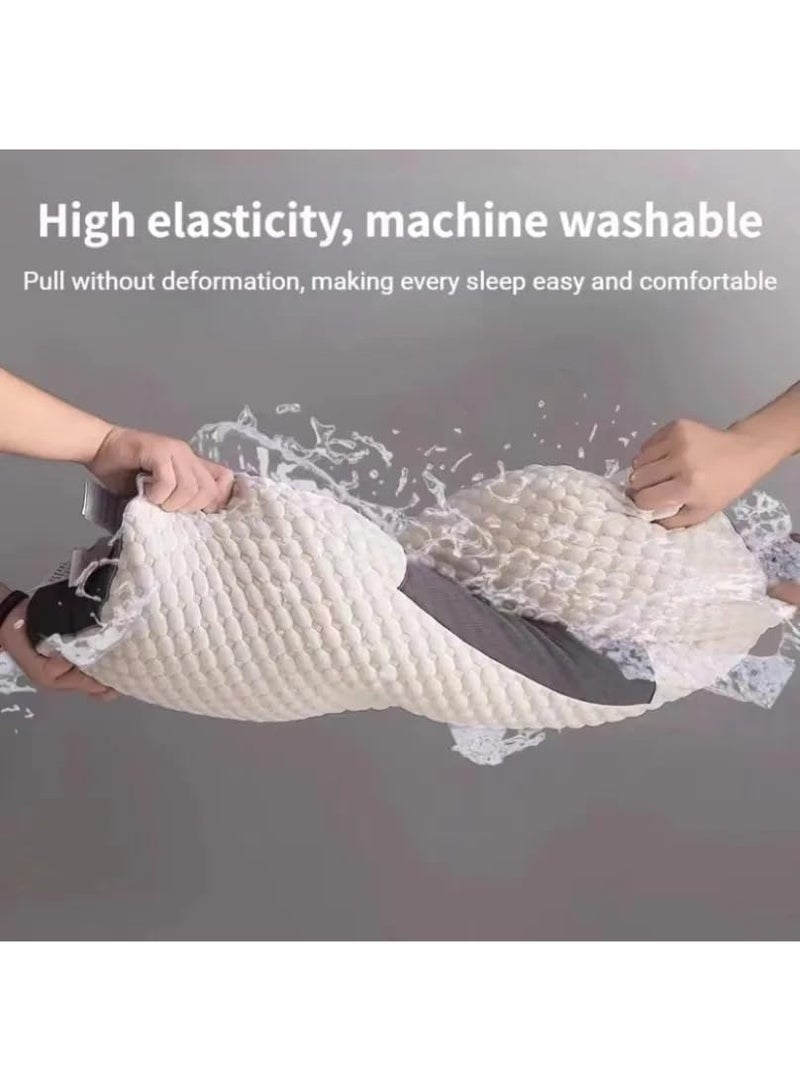 وسادة تدليك ثلاثية الأبعاد مع فاصل سبا للمساعدة على النوم وحماية الرقبة، وسادة تدليك من القطن المحبوك، طقم سرير مكون من قطعتين من وسائد الرقبة المريحة للنوم العميق - دعم تقويمي للرقبة، مثالية لمن ينامون على الجانب والظهر، قابلة للغسل في الغسالة، قلب من البوليستر المتين، راحة في جميع الفصول (2000 غرام) - Image 4